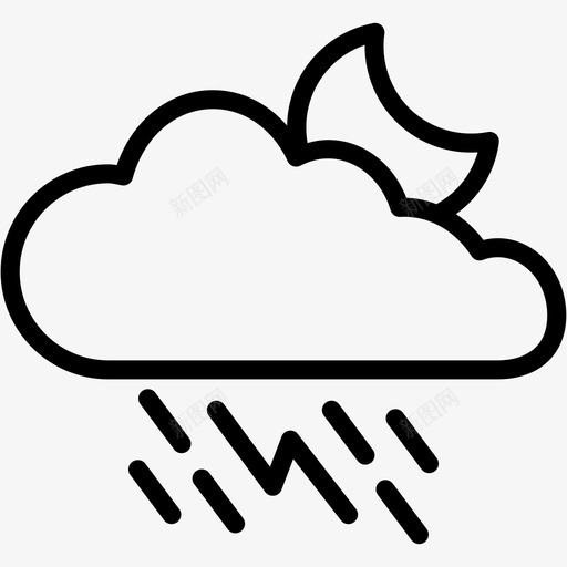 云雷雨月多云天气1svg_新图网 https://ixintu.com 雷雨 月云 多云 天气