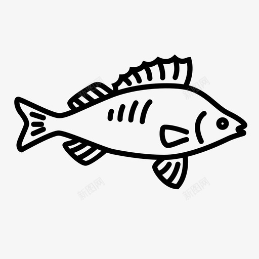 鲈鱼鱼食物svg_新图网 https://ixintu.com 鲈鱼 食物河 流水 钓鱼