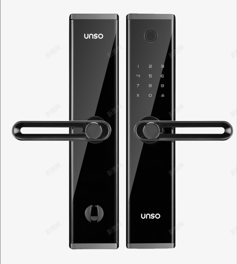 云硕智能指纹门锁1002绅士黑png免抠素材_新图网 https://ixintu.com 智能 指纹 门锁 绅士