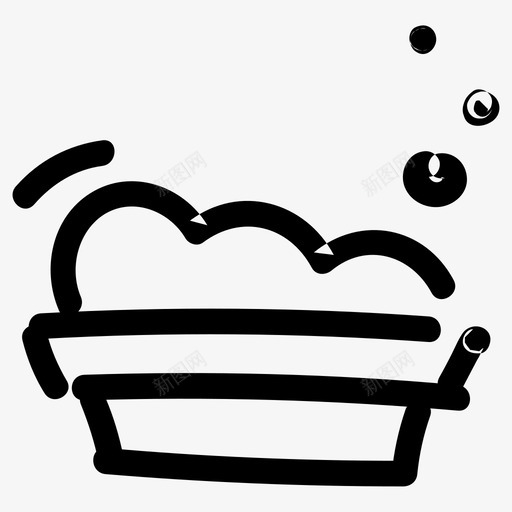 浴缸水桶泡沫svg_新图网 https://ixintu.com 浴缸 水桶 泡沫 水洗 手绘
