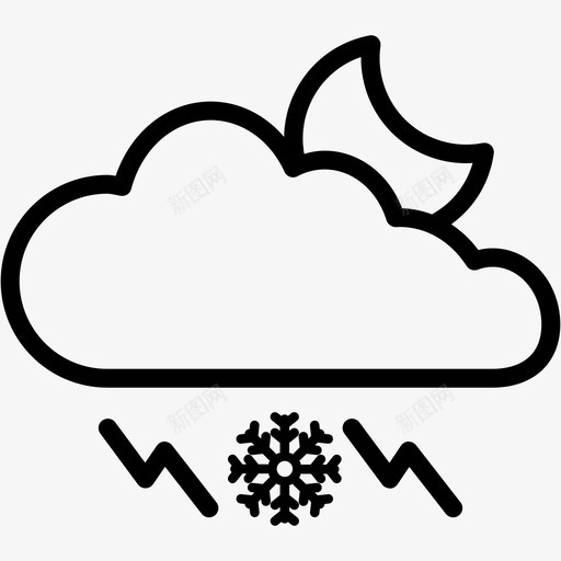 云雷月雪天气天气1svg_新图网 https://ixintu.com 雷月雪 天气
