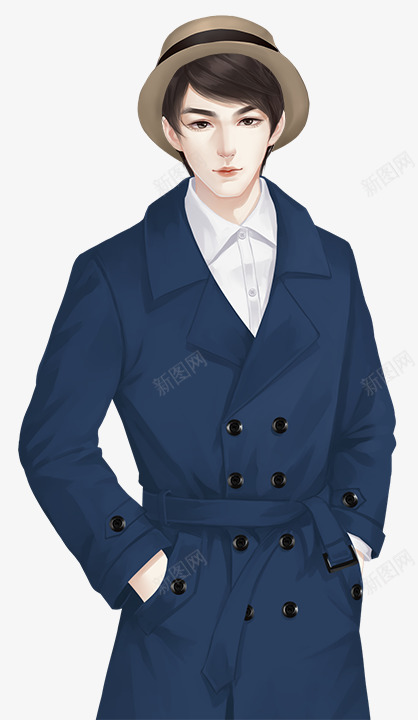 蓝色风衣男1png免抠素材_新图网 https://ixintu.com 蓝色 风衣