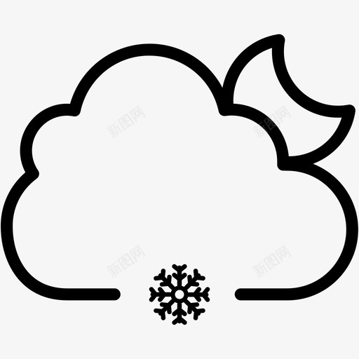 雪月云多云天气svg_新图网 https://ixintu.com 雪月 天气 多云