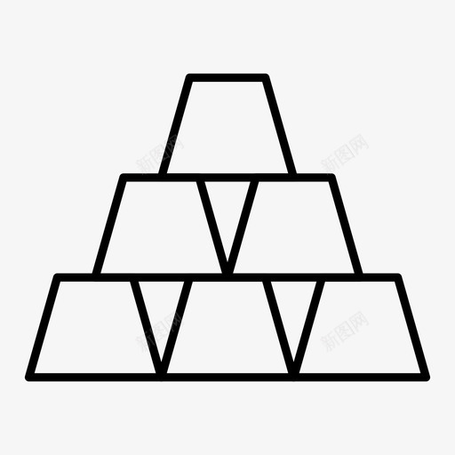 黄金银行方块svg_新图网 https://ixintu.com 银行 黄金 方块 砖块 立方体 金融 细线 图标