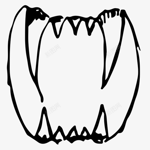 下巴尖牙万圣节svg_新图网 https://ixintu.com 下巴 尖牙 万圣节 恐怖 嘴巴 素描