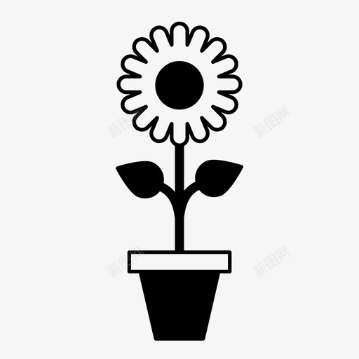 向日葵盆园艺叶子svg_新图网 https://ixintu.com 向日葵 植物 园艺 叶子