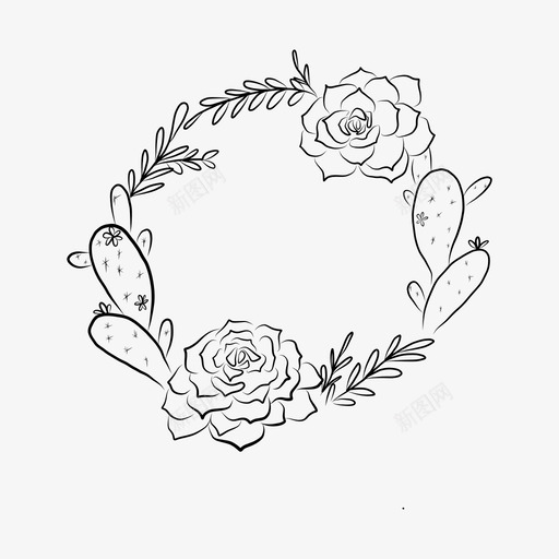 装饰花环月桂花svg_新图网 https://ixintu.com 月桂 桂花 桂花黑白 花环 装饰