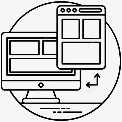 响应式设计响应式web设计rwdsvg_新图网 https://ixintu.com 响应 设计 设计开发 开发 线图 图标
