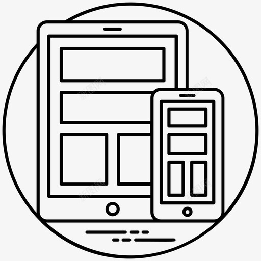 响应式设计响应式web设计rwdsvg_新图网 https://ixintu.com 响应 设计 设计开发 开发 线图 图标