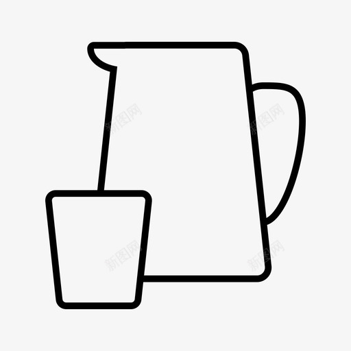 水壶水杯svg_新图网 https://ixintu.com 水壶 水杯 饮具 线性