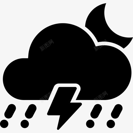 C雷阵雨伴有冰雹晚上svg_新图网 https://ixintu.com 雷阵雨 伴有 冰雹 晚上