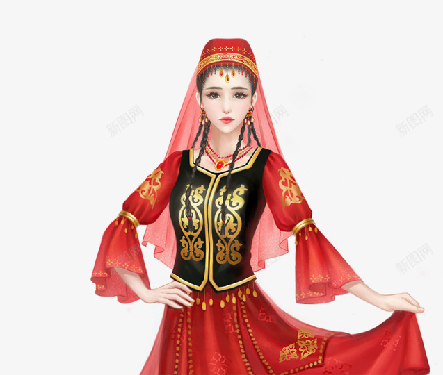 维吾尔族少女l2png免抠素材_新图网 https://ixintu.com 维吾尔族 少女