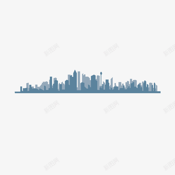 蓝色现代城市png_新图网 https://ixintu.com 城市 蓝色 建筑 楼宇