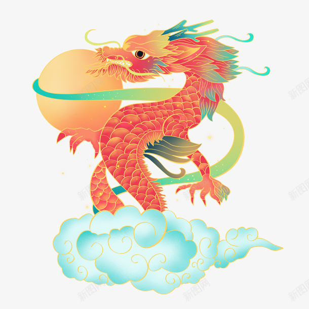 中国古典神龙png免抠素材_新图网 https://ixintu.com 中国龙 古典 古风 威武的龙 彩色龙
