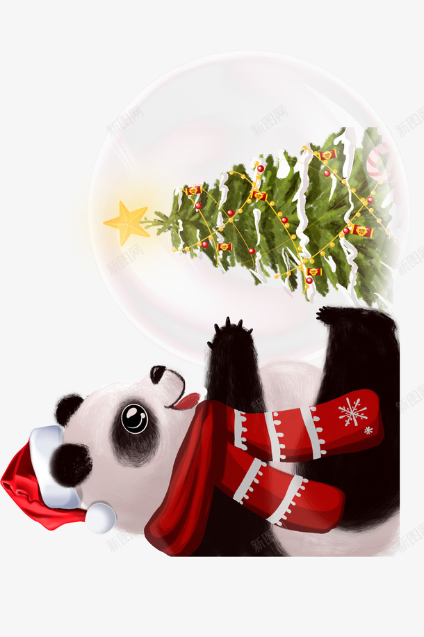 圣诞节快乐00009png免抠素材_新图网 https://ixintu.com 圣诞熊猫 圣诞树 圣诞节 圣诞老人
