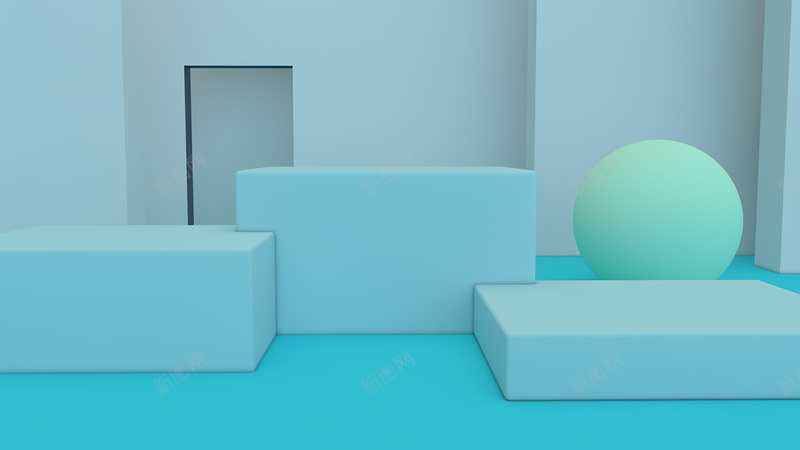 C4D蓝色文艺建模背景图jpg高清背景_新图网 https://ixintu.com 3D 背景 建模 场景