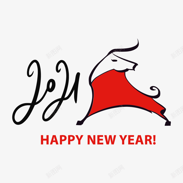 2021牛元素ai免抠素材_新图网 https://ixintu.com 2021 数字 春节 元素