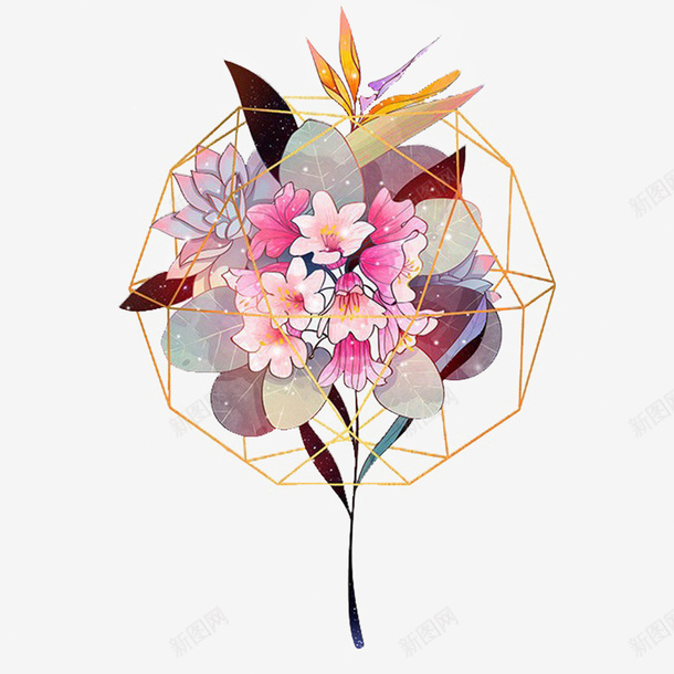 手绘魔法花花png免抠素材_新图网 https://ixintu.com 手绘 魔法花花 花束 鲜花