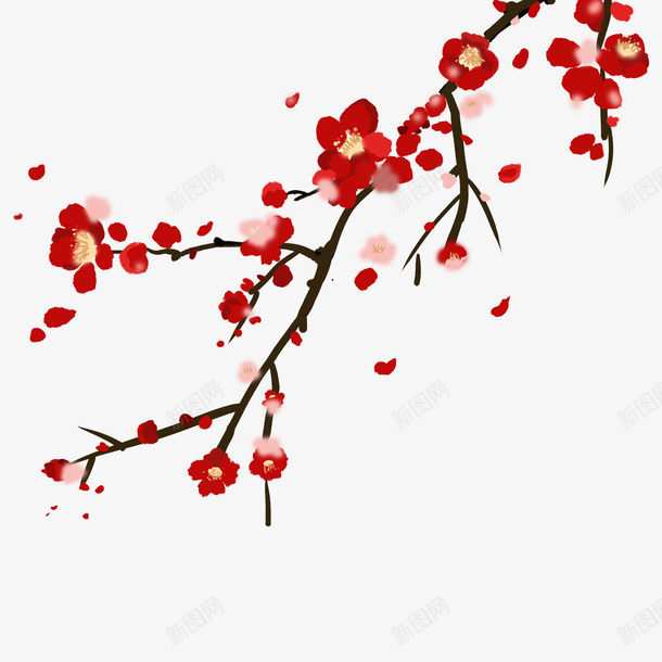 梅花元素水磨png免抠素材_新图网 https://ixintu.com 寒梅雪 梅花 红梅 花 花中君子 雪梅