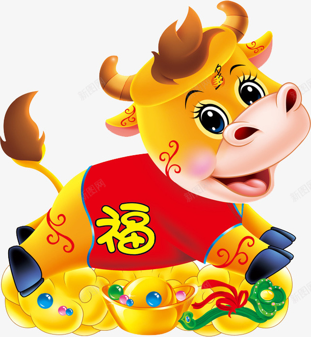 牛牛年新年春节png免抠素材_新图网 https://ixintu.com 挥春 新年 春节 牛 牛年