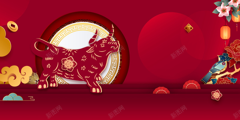手绘剪纸牛年花鸟树枝背景图psd高清背景_新图网 https://ixintu.com 手绘 剪纸牛年 花鸟树枝 背景图 祥云 元旦 春节 新春元素