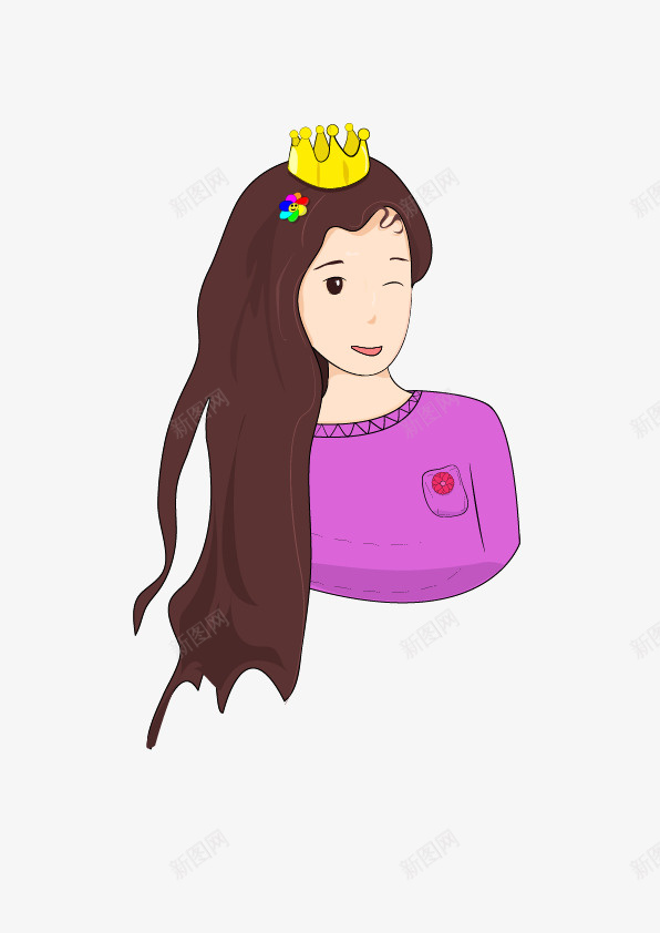 戴皇冠妙龄女子png免抠素材_新图网 https://ixintu.com 皇冠 长发女子 妙龄女子 美女