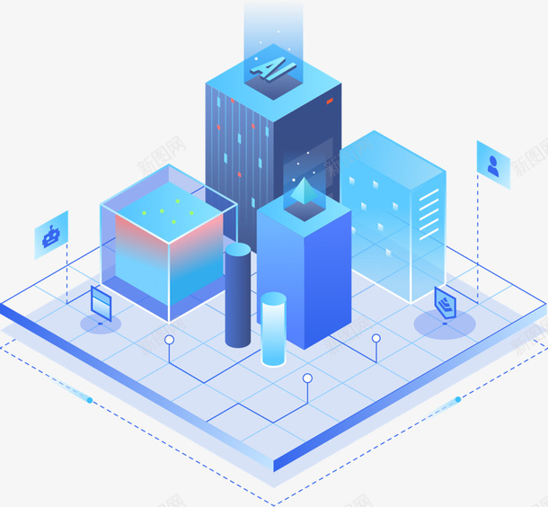 AI科技工作站png免抠素材_新图网 https://ixintu.com AI 科技 工作站 蓝色