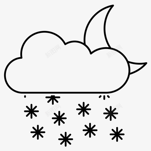 降雪月亮夜晚svg_新图网 https://ixintu.com 降雪 月亮 夜晚 天气