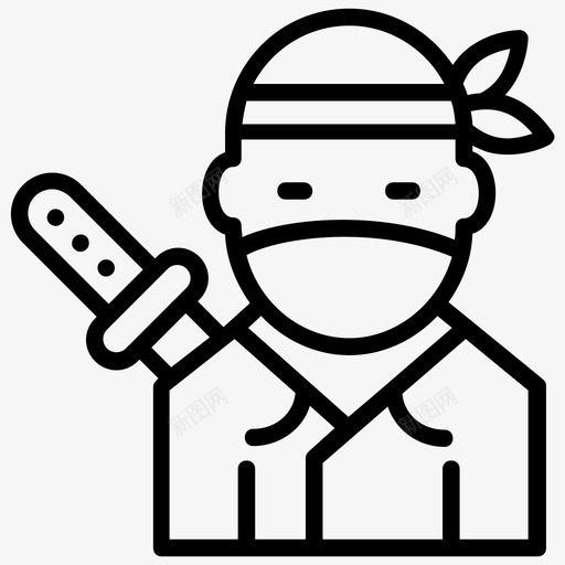 忍者日本文化日本战士svg_新图网 https://ixintu.com 日本 忍者 战士 文化 武士 符号 线图 图标