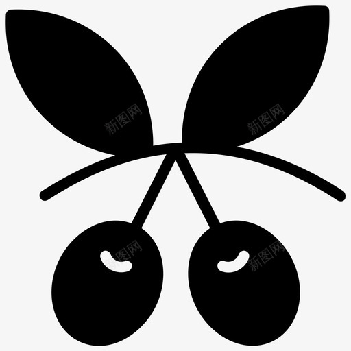 樱桃樱桃串食物svg_新图网 https://ixintu.com 樱桃 食物 水果 意大利 符号 字形 图标