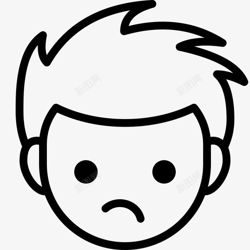 不开心男孩表情svg_新图网 https://ixintu.com 表情 不开 开心 男孩 轮廓