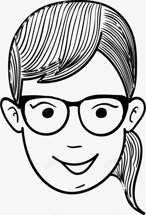 女人脸眼镜马尾辫svg_新图网 https://ixintu.com 女人 人脸 眼镜 马尾辫 微笑 笑脸