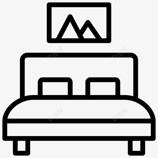 双人床卧室家具svg_新图网 https://ixintu.com 双人床 卧室 家具 大床 度假 线图 图标