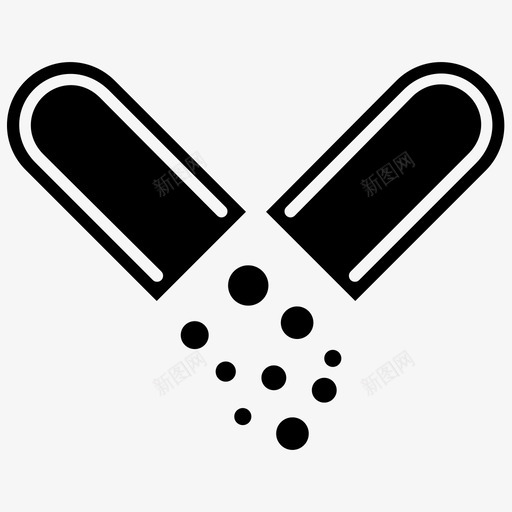 药物胶囊药物滥用开放胶囊svg_新图网 https://ixintu.com 胶囊 药物 滥用 开放 片剂 毒物 符号 实心 图标