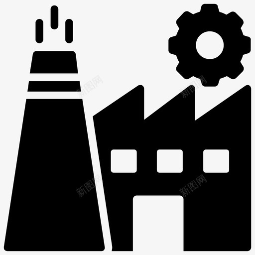 工厂企业行业svg_新图网 https://ixintu.com 工厂 企业 行业 制造商 发电厂 设置 工程 元素 字形 图标