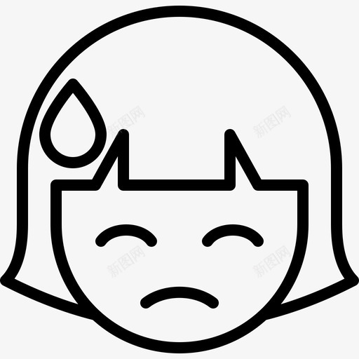 汗表情脸svg_新图网 https://ixintu.com 表情 女孩 轮廓
