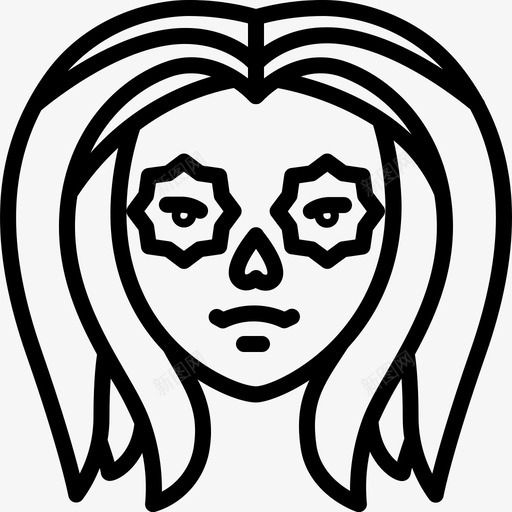 女性化身娃娃svg_新图网 https://ixintu.com 万圣节 女性 女性化 化身 娃娃 女孩 骷髅 黑色