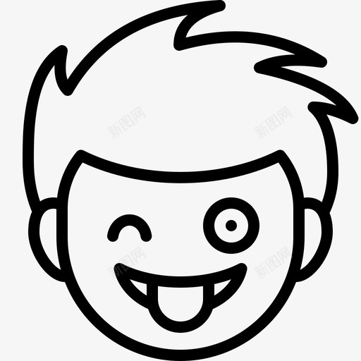 吐舌头男孩表情svg_新图网 https://ixintu.com 舌头 表情 男孩 轮廓