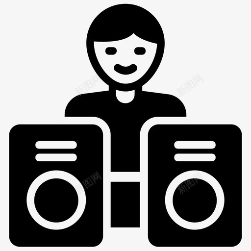 dj俱乐部djdj混音器svg_新图网 https://ixintu.com 俱乐部 混音 派对 人物 嘻哈 字形 图标