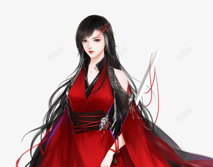 红衣侠女00000011111001普通png免抠素材_新图网 https://ixintu.com 红衣 侠女 普通