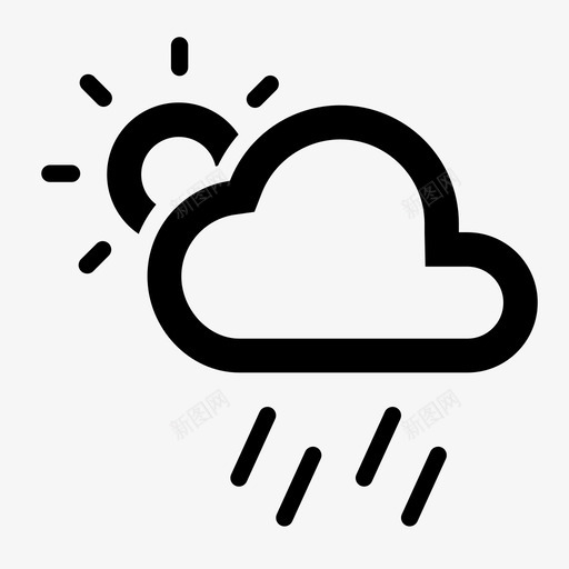 阵雨云彩白天svg_新图网 https://ixintu.com 阵雨 云彩 白天 太阳 潮湿 天气 天气图 图标 设置 圆形