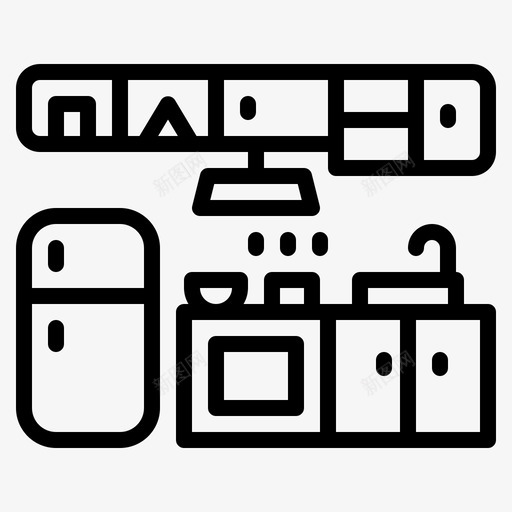 厨房橱柜冰箱svg_新图网 https://ixintu.com 橱柜 厨房 冰箱 水槽 家具