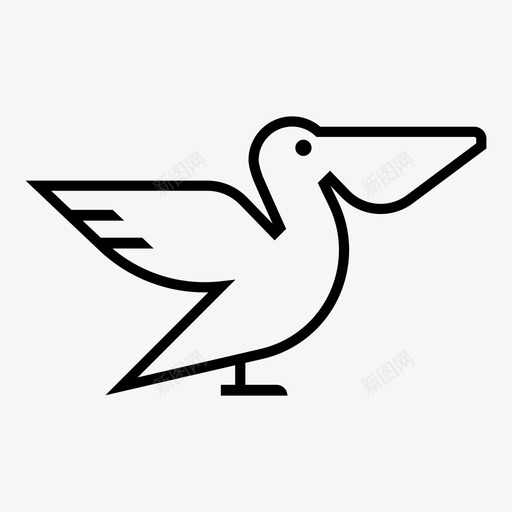 鹈鹕喙鸟svg_新图网 https://ixintu.com 鹈鹕 喙鸟 水鸟 线图 图标