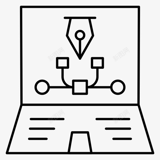 bzierbeziercurvesvg_新图网 https://ixintu.com 笔记本 电脑 插图 成功 机遇 细线 图标