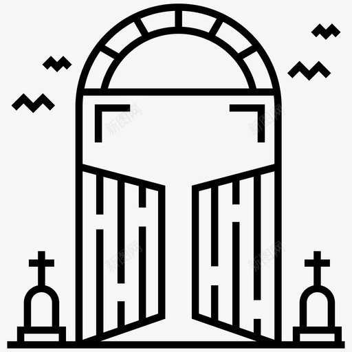 墓地门门道入口svg_新图网 https://ixintu.com 万圣节 墓地 恐怖 门门 门道 入口 线图 图标