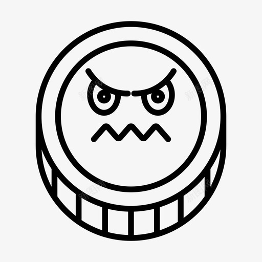 硬币愤怒表情svg_新图网 https://ixintu.com 硬币 表情 愤怒 脸令