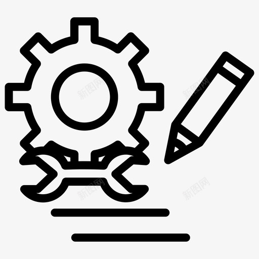 齿轮铅笔设置svg_新图网 https://ixintu.com 齿轮 铅笔 设置 扳手 商业 概念 加粗 粗线