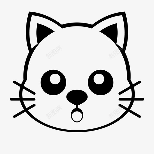 惊讶的猫表情脸头svg_新图网 https://ixintu.com 惊讶 表情 脸头