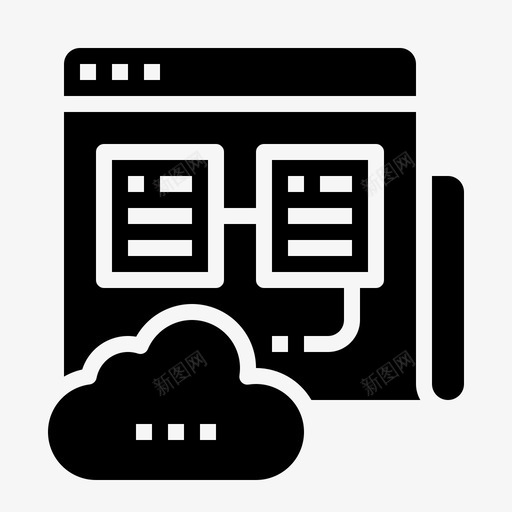 web云托管svg_新图网 https://ixintu.com 托管 服务器 存储 数据分析 黑色