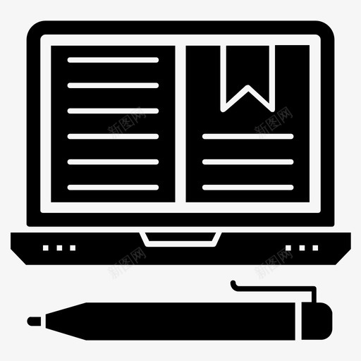 电子书数字学习在线图书svg_新图网 https://ixintu.com 电子书 在线 数字 学习 图书 期刊 教育 科学 字形 图标